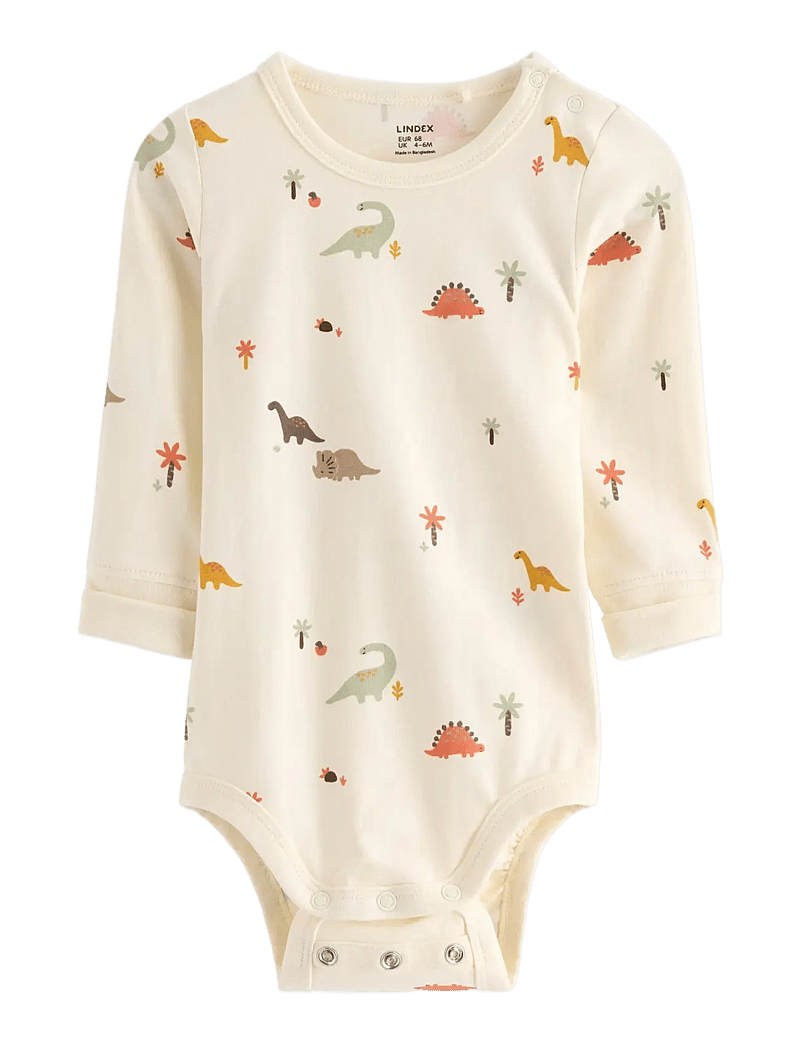 Lindex - Body Mini Dino aop - lühikeste varrukatega bodid - white - 0