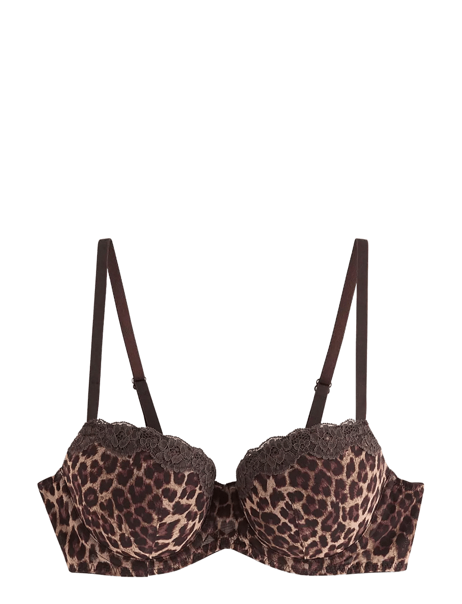 Lindex - Push-up balconette bra - dark dusty brown - 1