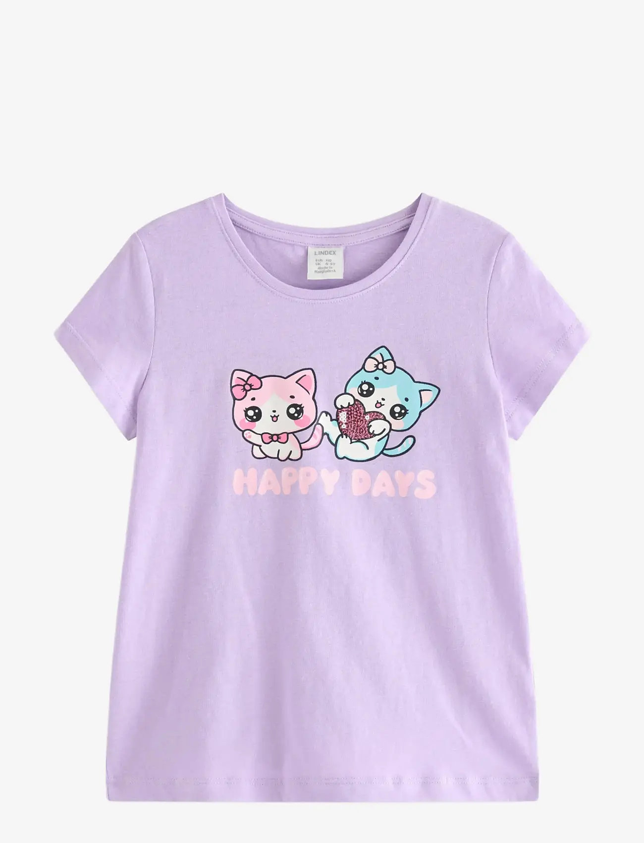 Lindex - Top ss cats with sequins plcem - lühikeste varrukatega t-särgid - light lilac - 1