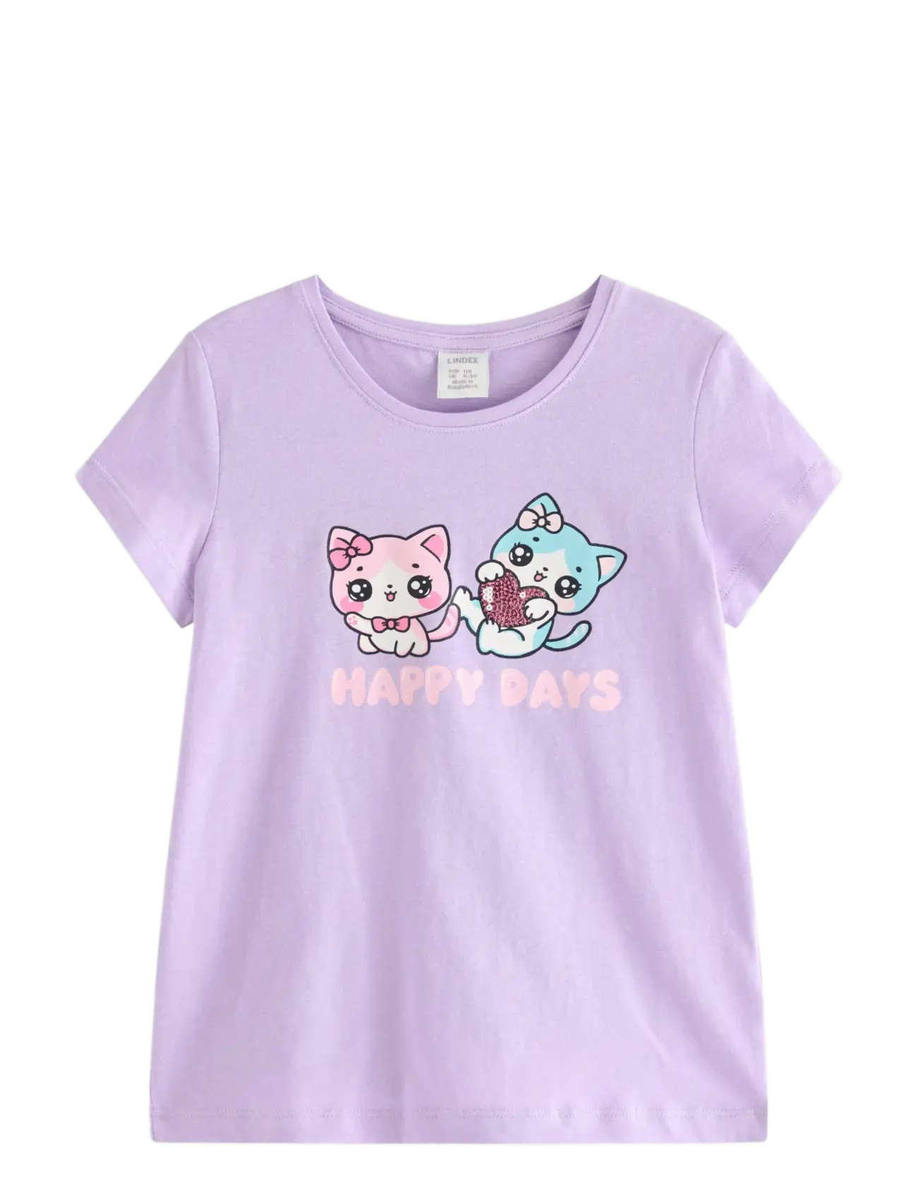 Lindex Top ss cats with sequins plcem - Oberteile - LIGHT LILAC / purple