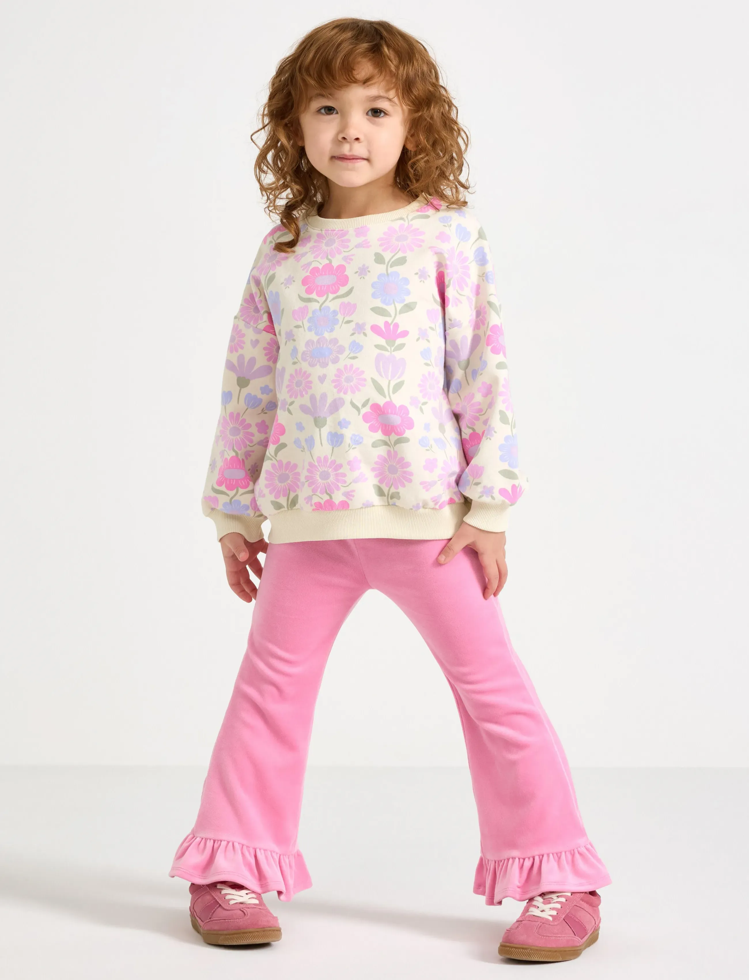 Lindex Leggings In Velour, Børn, Velour Flæse Svaj Leggings, Pink, Str: 98