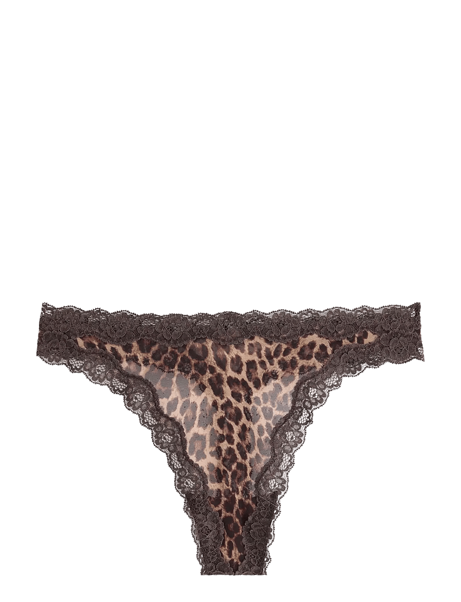 Lindex - Thong in mesh - thongs - dark dusty brown - 1