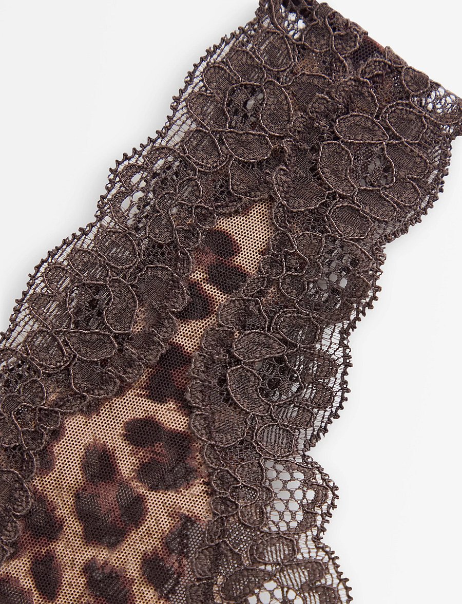Lindex - Thong in mesh - thongs - dark dusty brown - 5