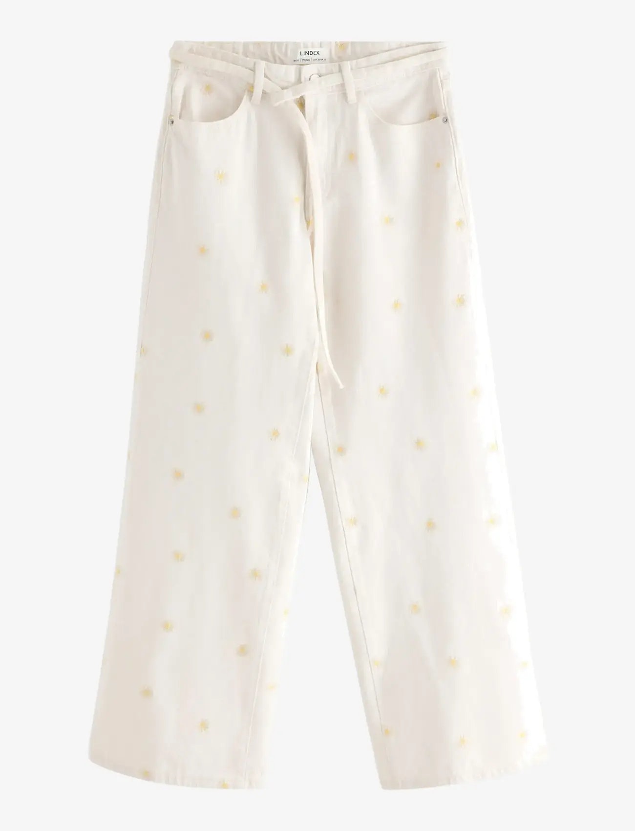 Lindex - WIDE Peggy jeans with embroidery - laia säärega teksad - light white - 1