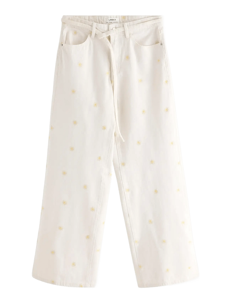 Lindex - WIDE Peggy jeans with embroidery - laia säärega teksad - light white - 1