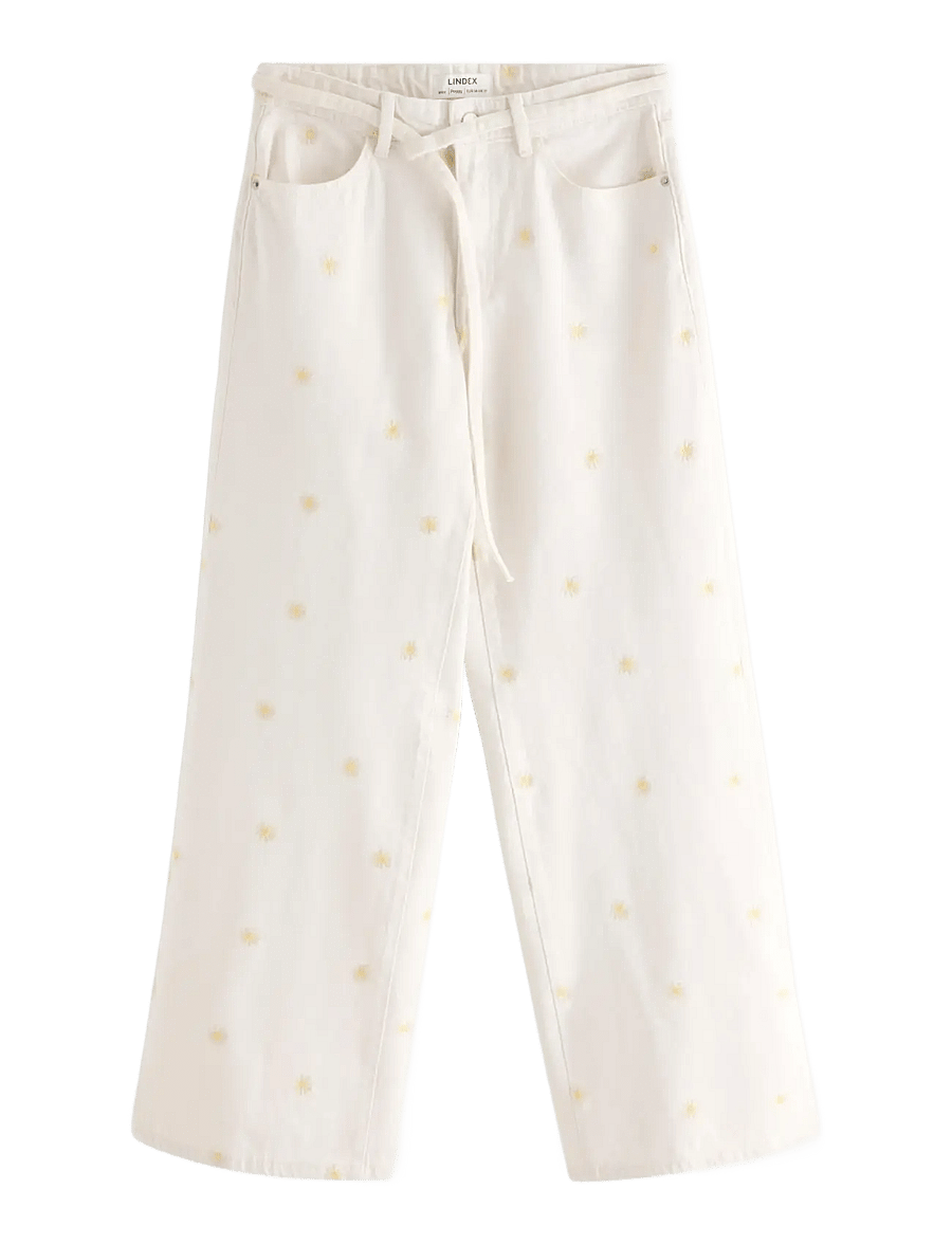 Lindex - WIDE Peggy jeans with embroidery - vida jeans - light white - 1