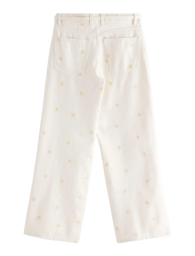 Lindex - WIDE Peggy jeans with embroidery - laia säärega teksad - light white - 2