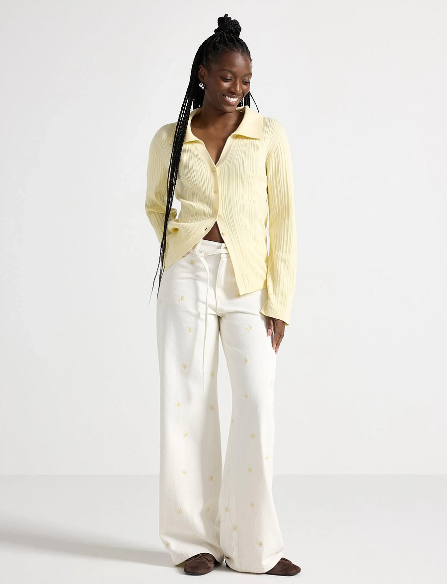 Lindex - WIDE Peggy jeans with embroidery - vida jeans - light white - 0