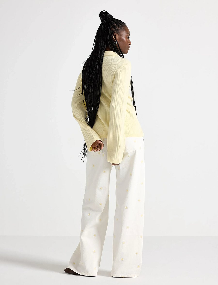 Lindex - WIDE Peggy jeans with embroidery - vida jeans - light white - 3