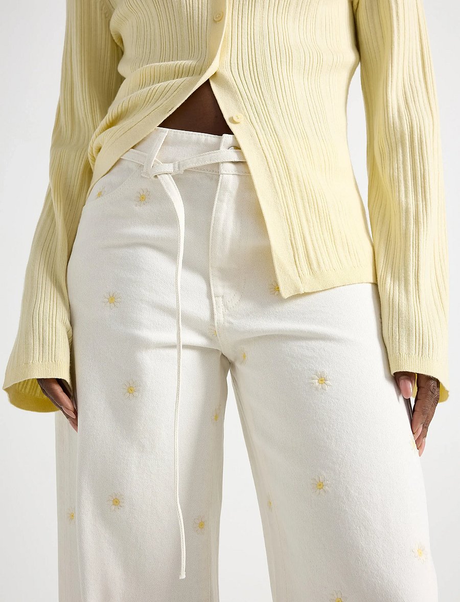 Lindex - WIDE Peggy jeans with embroidery - vida jeans - light white - 4