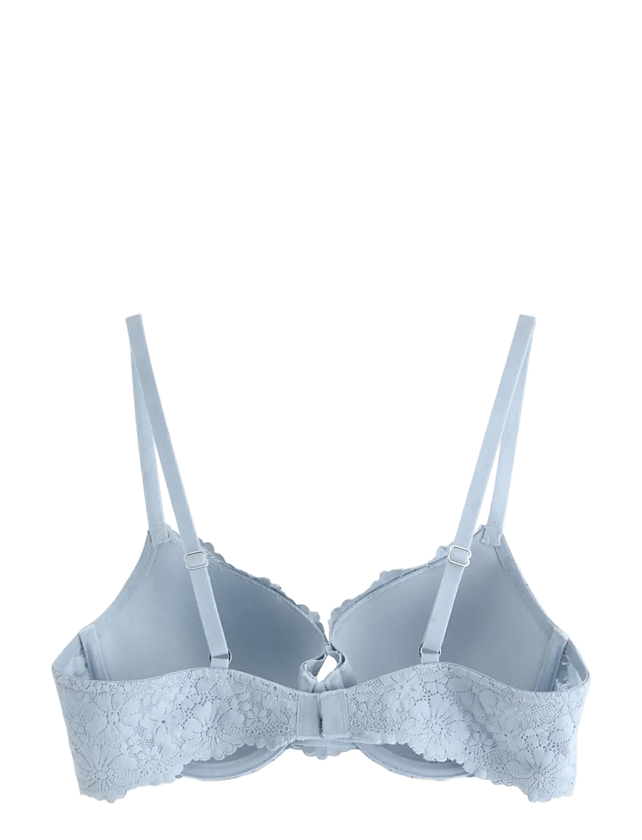 Lindex - Lilja t-shirt bra with lace - push-up bhs - light dusty blue - 2