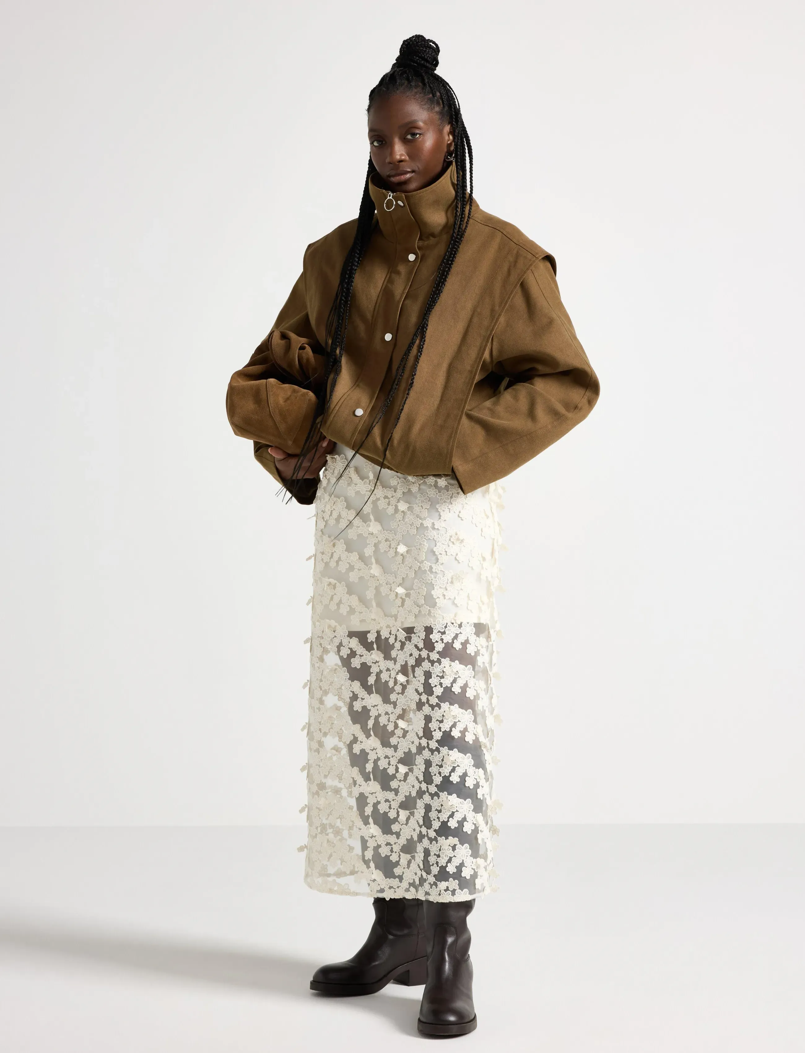 Lindex Skirt Cornelia - Midi-Röcke - OFF WHITE / cream