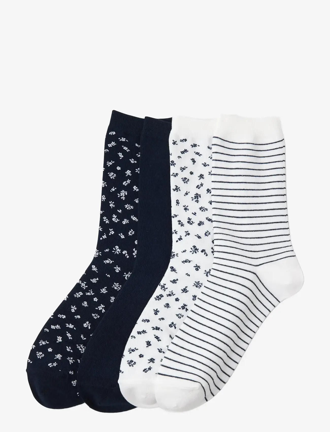 Lindex - Sock 4 p ao mini floral and st - almindelige strømper - navy - 0