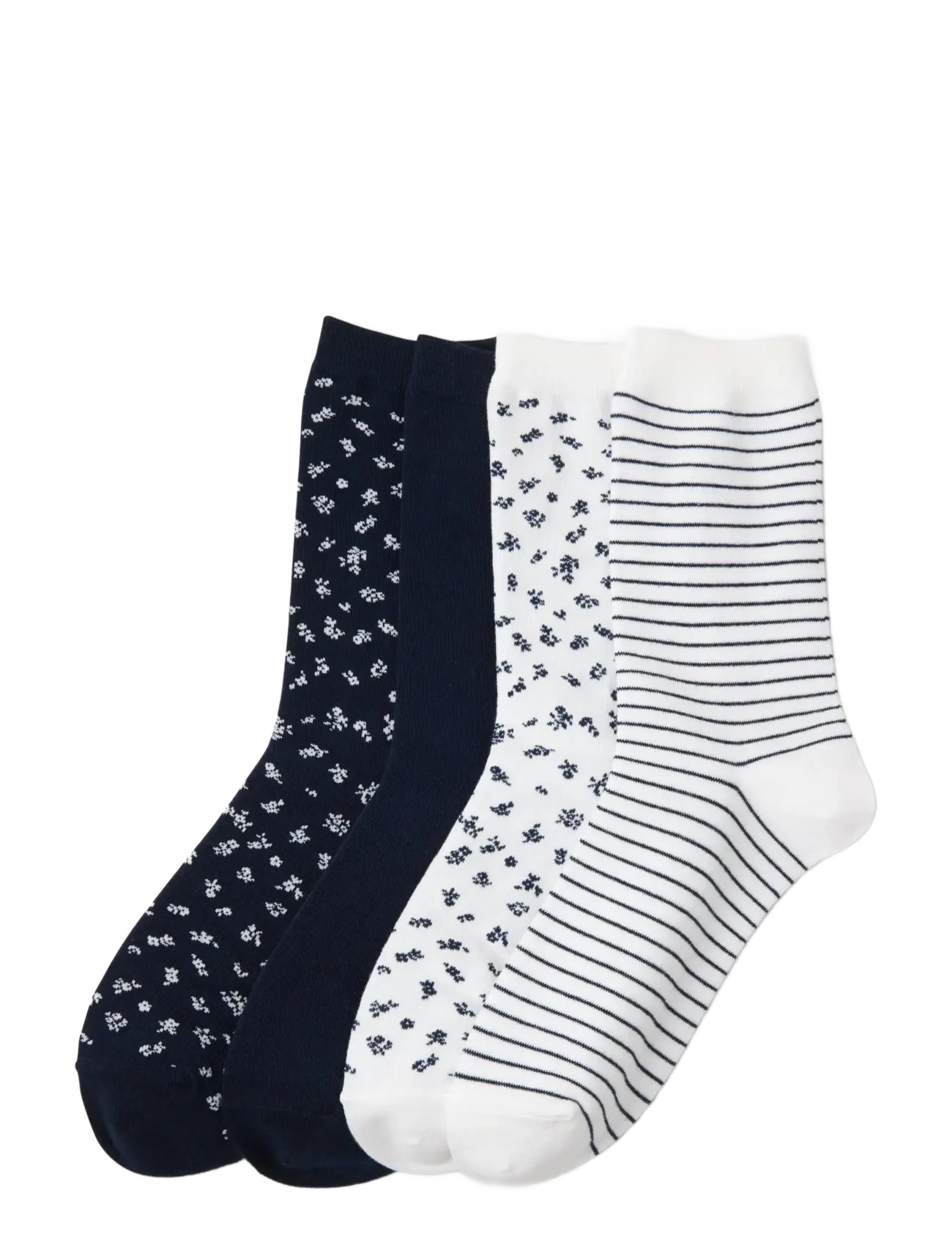 Lindex Sock 4 p ao mini floral and st - Almindelige strømper - NAVY / navy