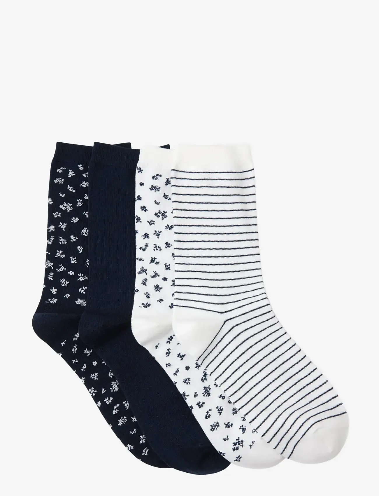 Lindex - Sock 4 p ao mini floral and st - almindelige strømper - navy - 1