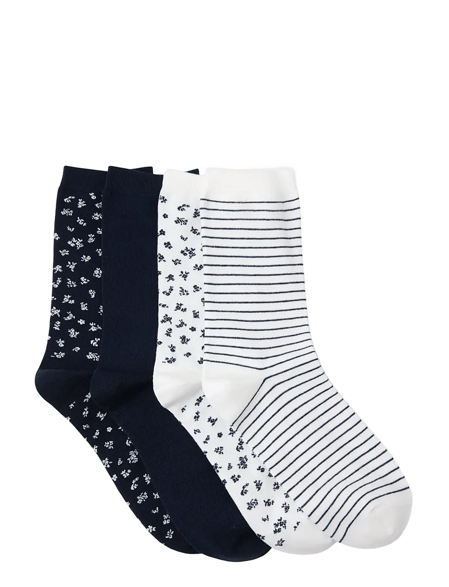 Lindex - Sock 4 p ao mini floral and st - normale socken - navy - 1