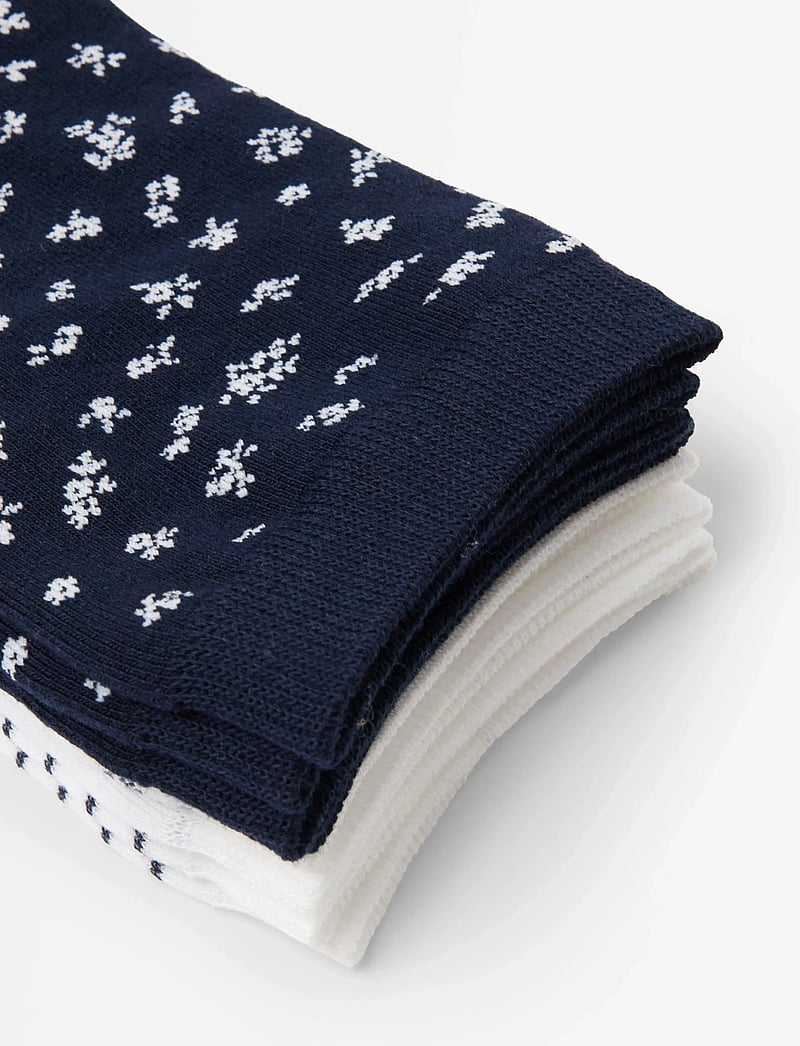 Lindex - Sock 4 p ao mini floral and st - almindelige strømper - navy - 2