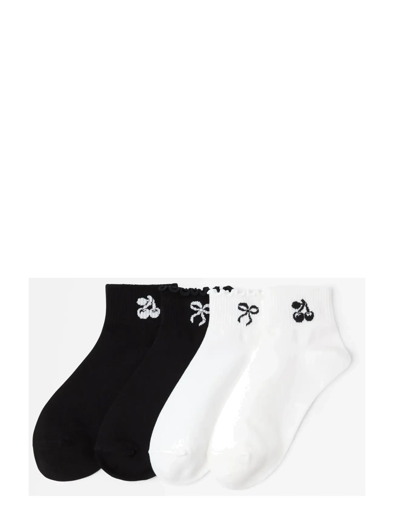 Lindex Sock High ankle 4 p placement - Ankelstrømper - WHITE / black