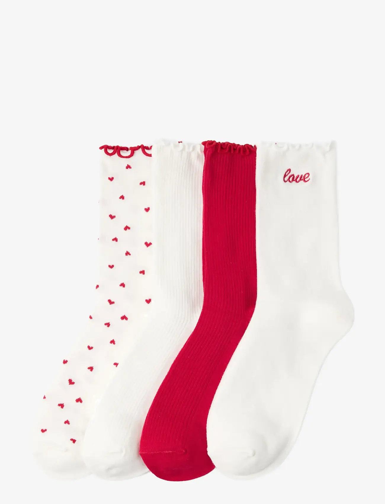 Lindex - Sock 4 p Valentine lettuce edg - crew-socken - off white - 0