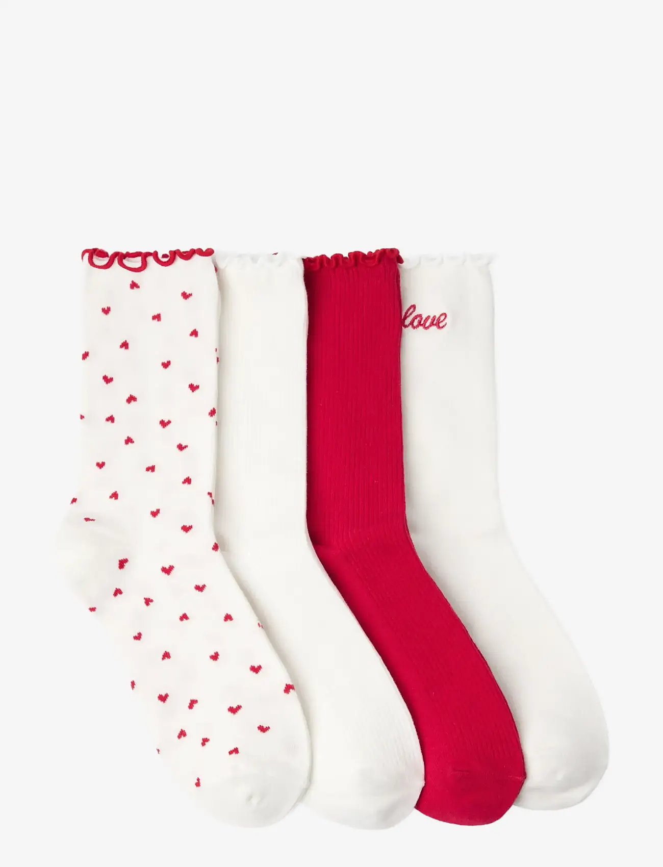 Lindex - Sock 4 p Valentine lettuce edg - crew-socken - off white - 1