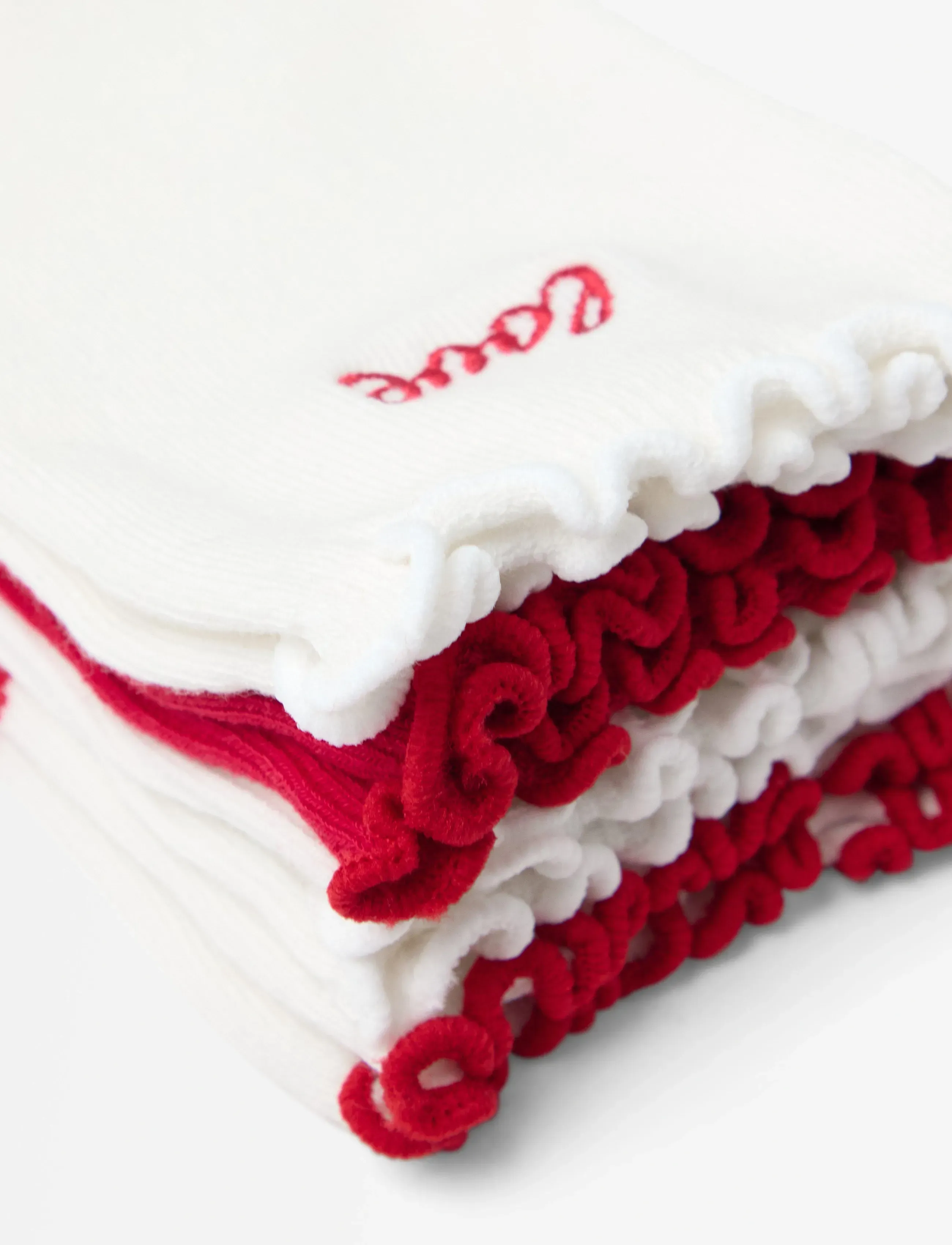 Lindex - Sock 4 p Valentine lettuce edg - off white - 2