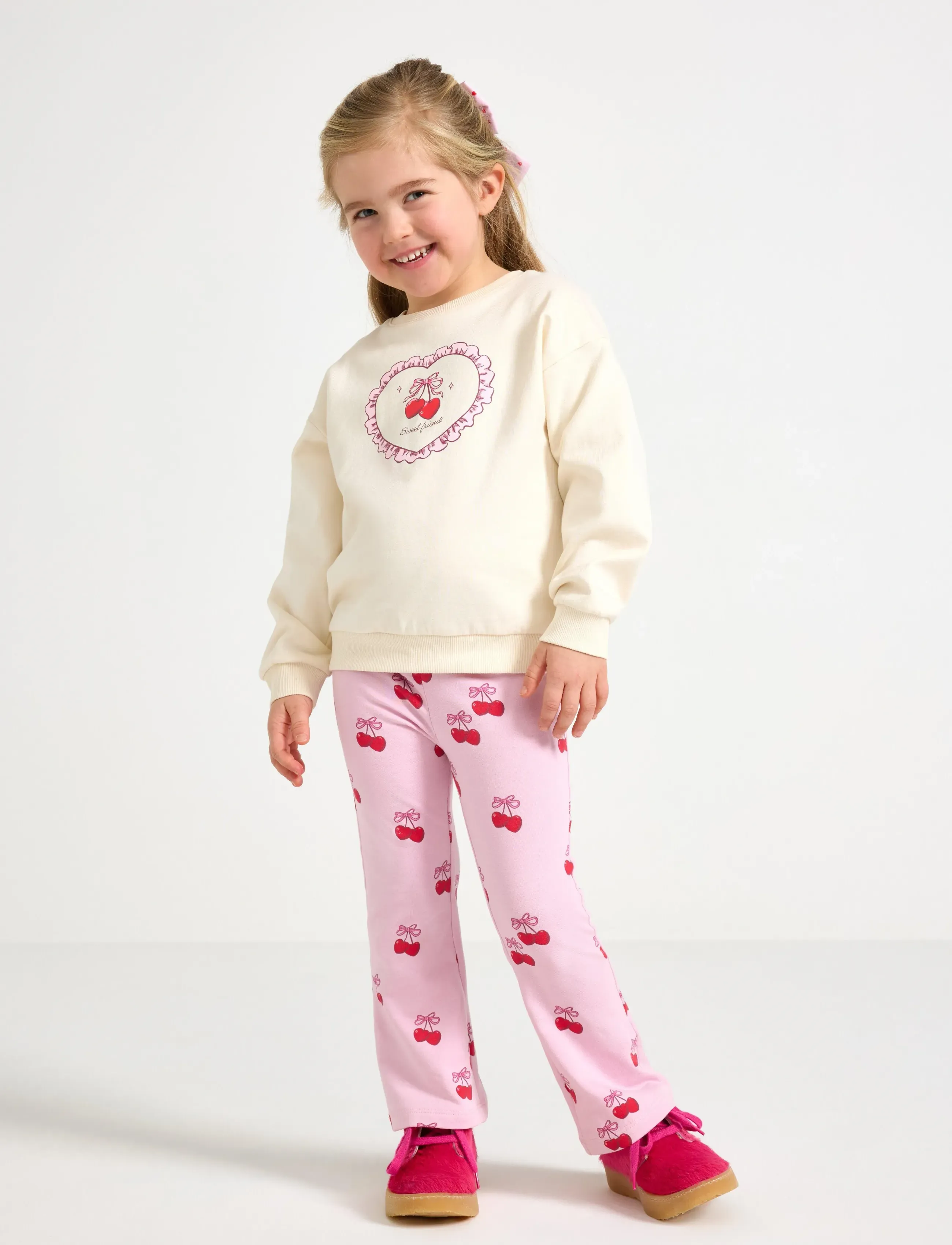 Lindex Leggings br flare AOP cherrie - Underdele - LIGHT PINK / pink/rose