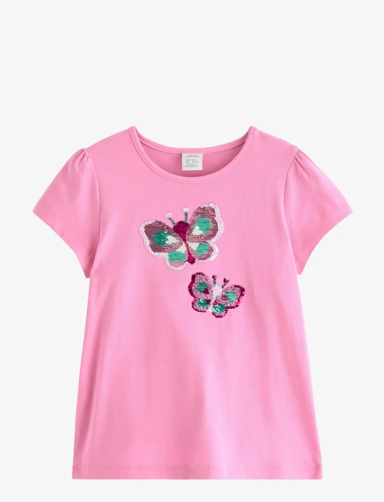 Lindex - Short-sleeved top with reversible sequins motif - kortærmede t-shirts - pink - 1
