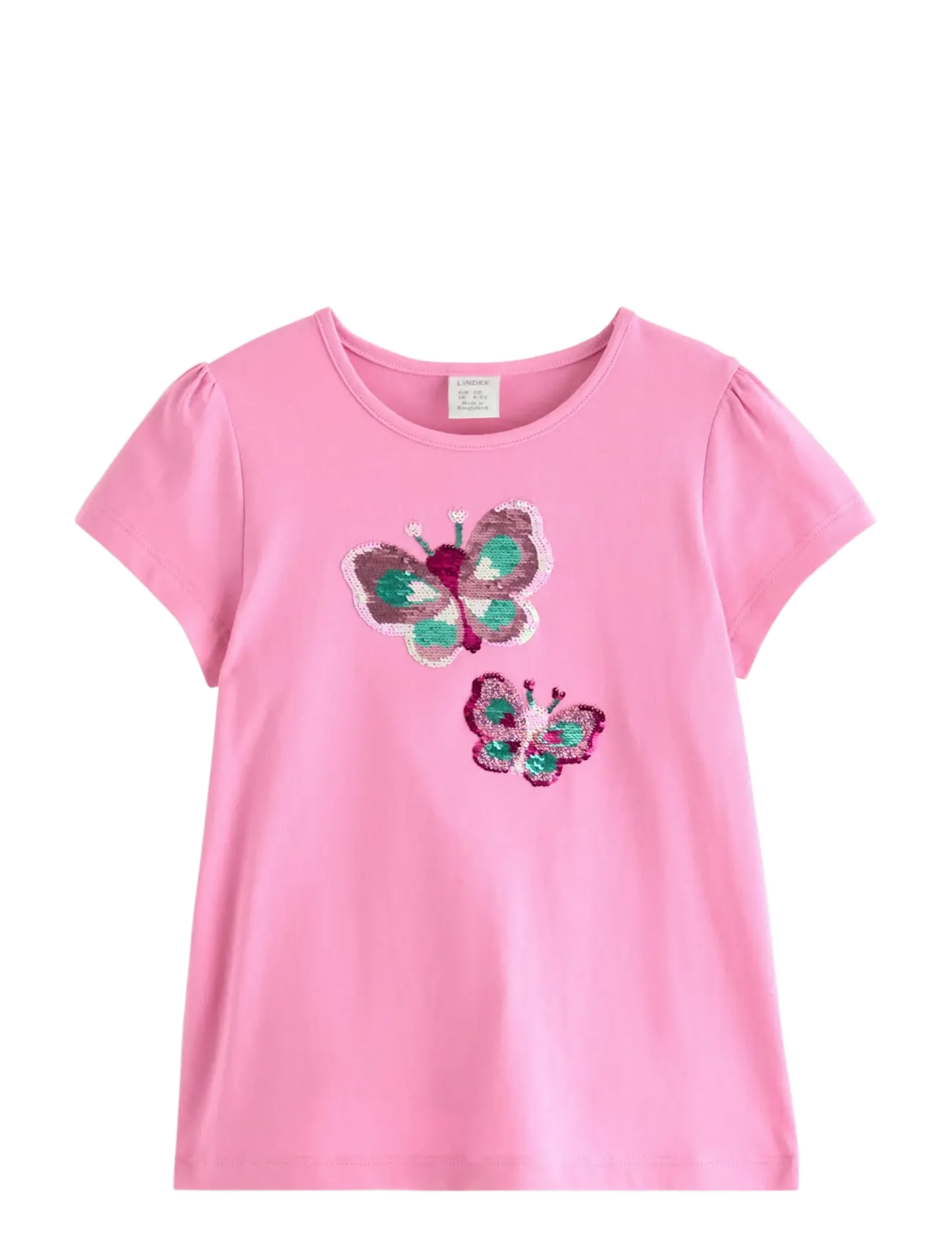 Lindex Top ss butterfly flipsequins - Pluusid - PINK / pink/rose