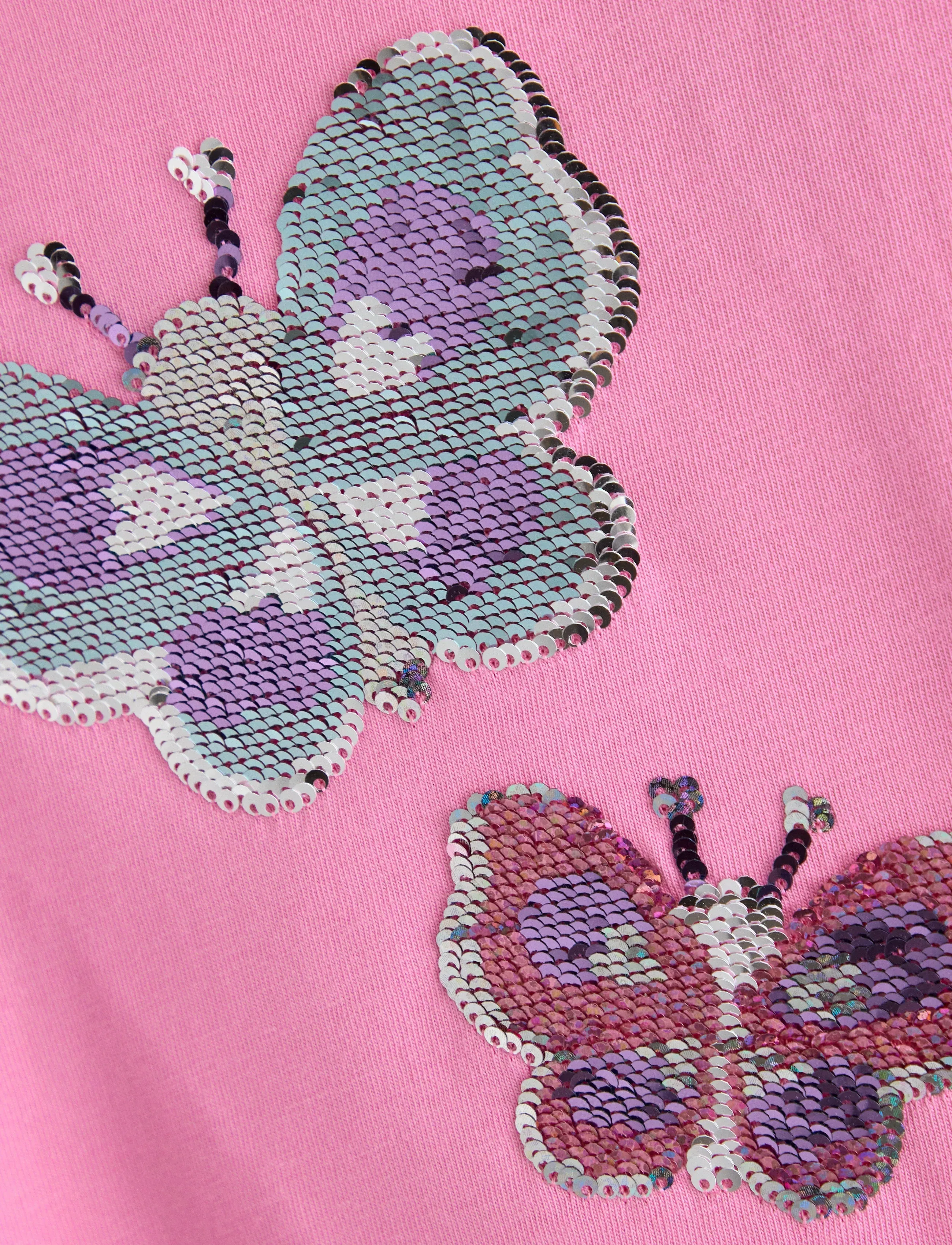 Lindex - Short-sleeved top with reversible sequins motif - short-sleeved t-shirts - pink - 5