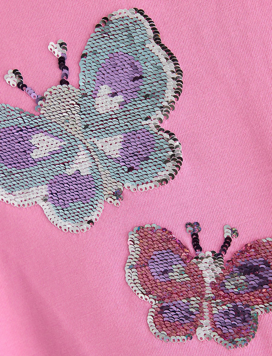 Lindex - Top ss butterfly flipsequins - kurzärmelige - pink - 5