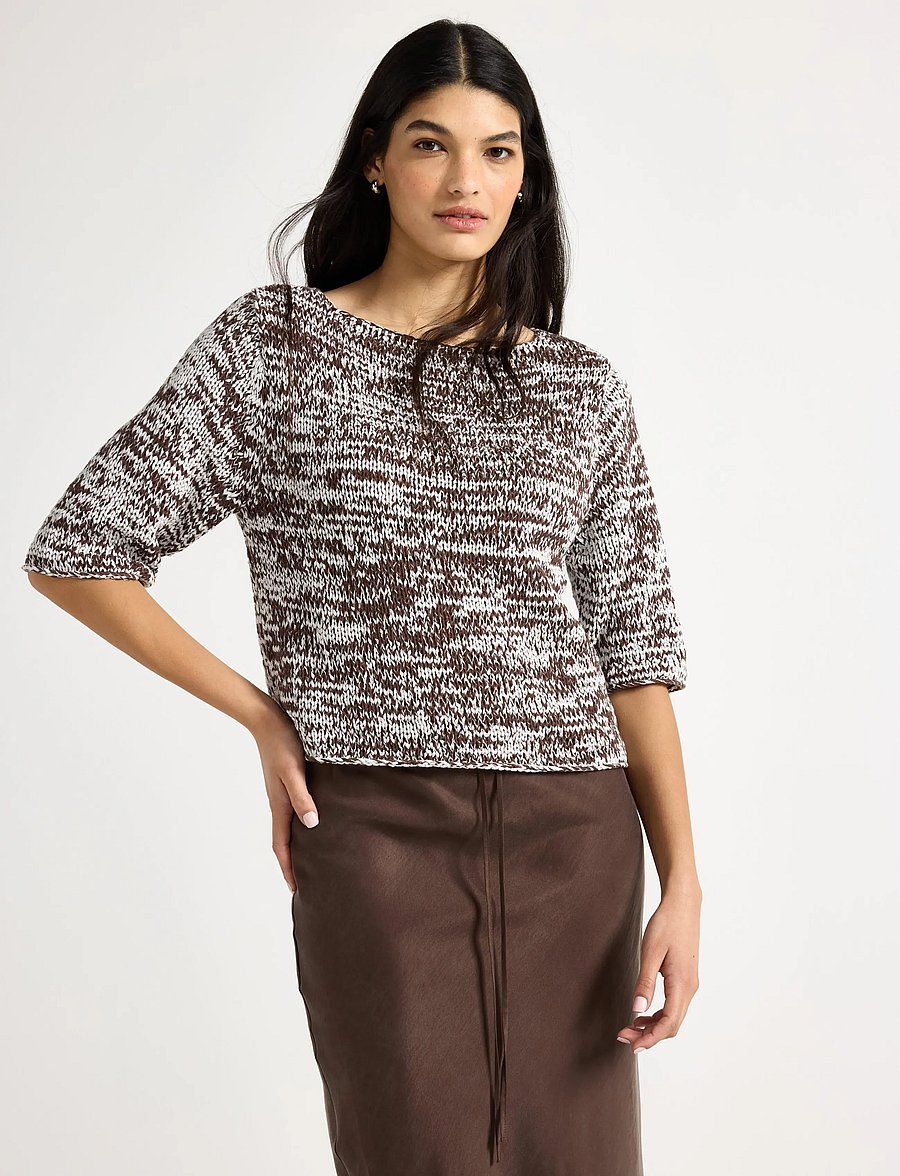 Lindex - Knitted top - striktrøjer - dark dusty brown - 0