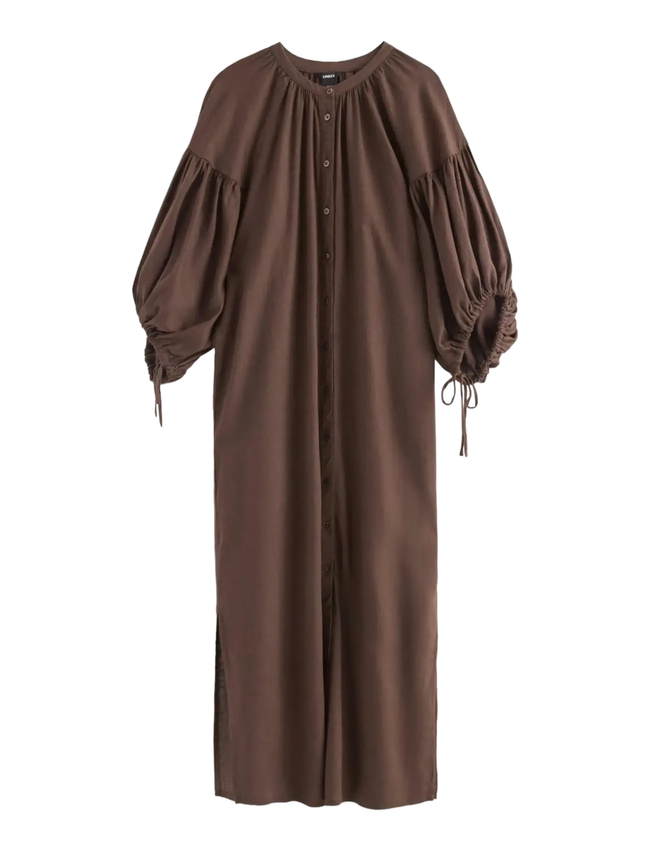 LINDEX Midi Kleid In Linen Blend Braun - M - Damen