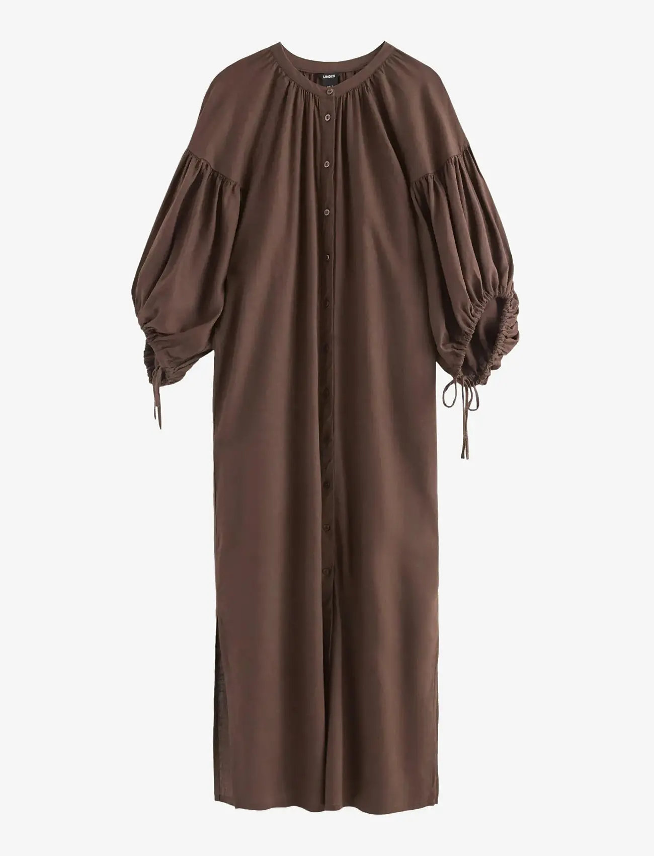 Lindex - Midi dress in linen blend - summer dresses - dark dusty brown - 1
