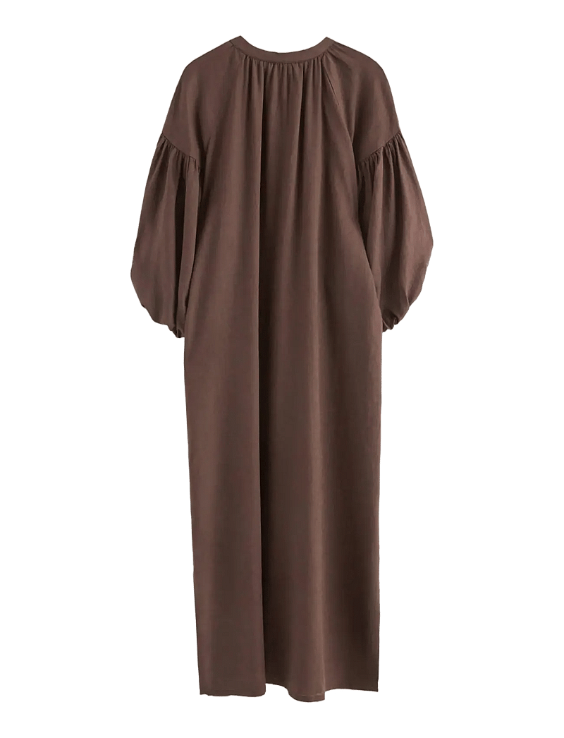 Lindex - Midi dress in linen blend - sommerkleider - dark dusty brown - 2