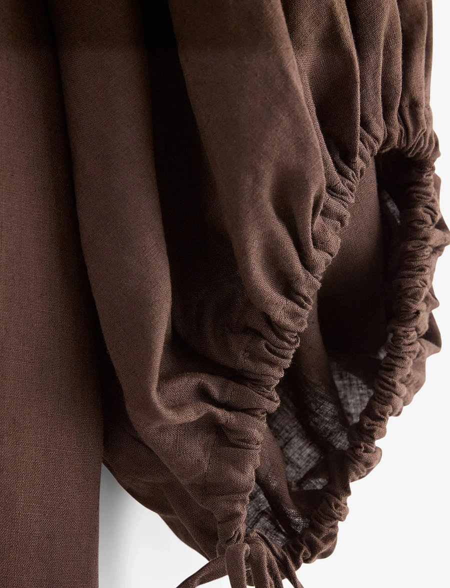 Lindex - Midi dress in linen blend - sommarklänningar - dark dusty brown - 5
