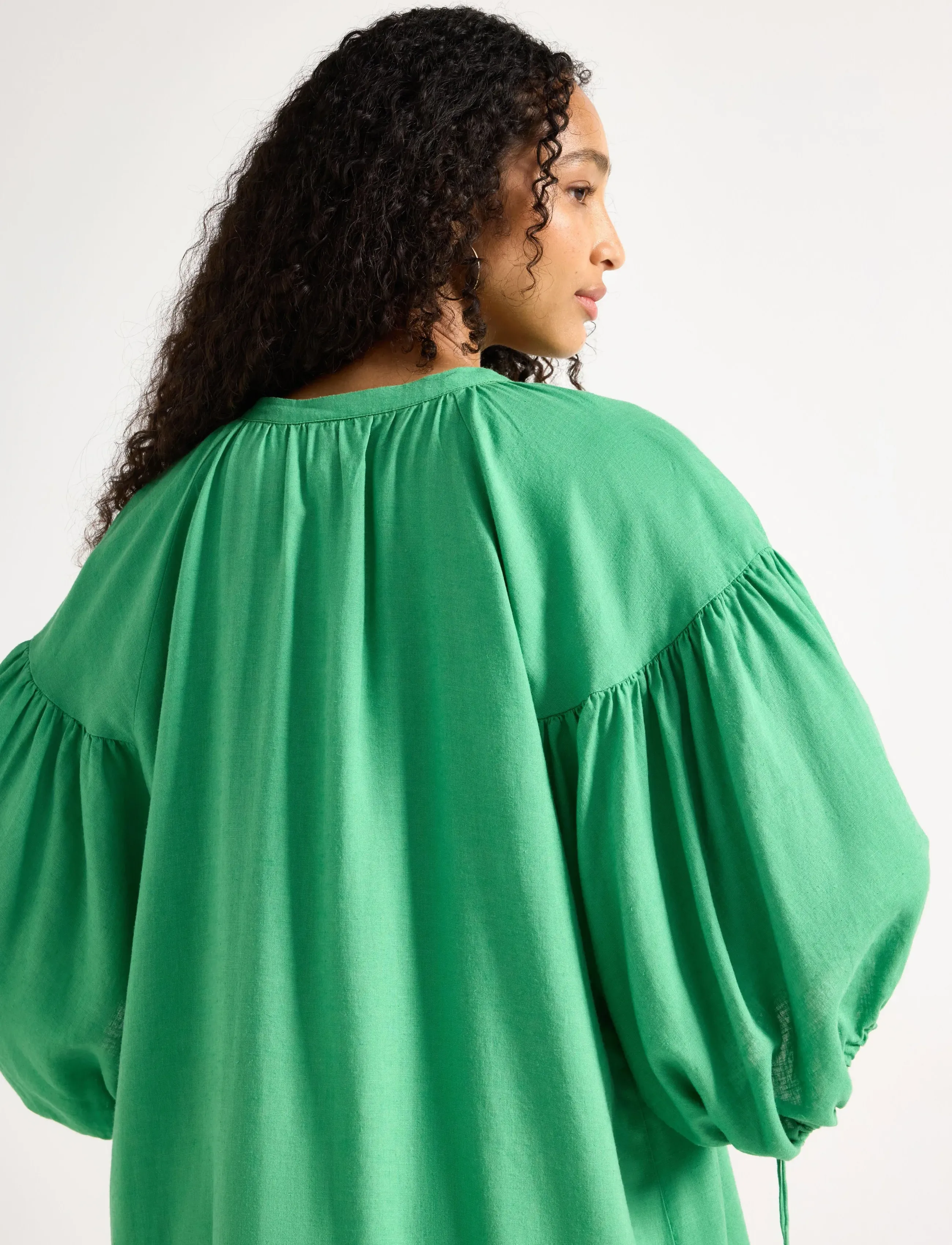 Lindex - Midi dress in linen blend - sommarklänningar - green - 4