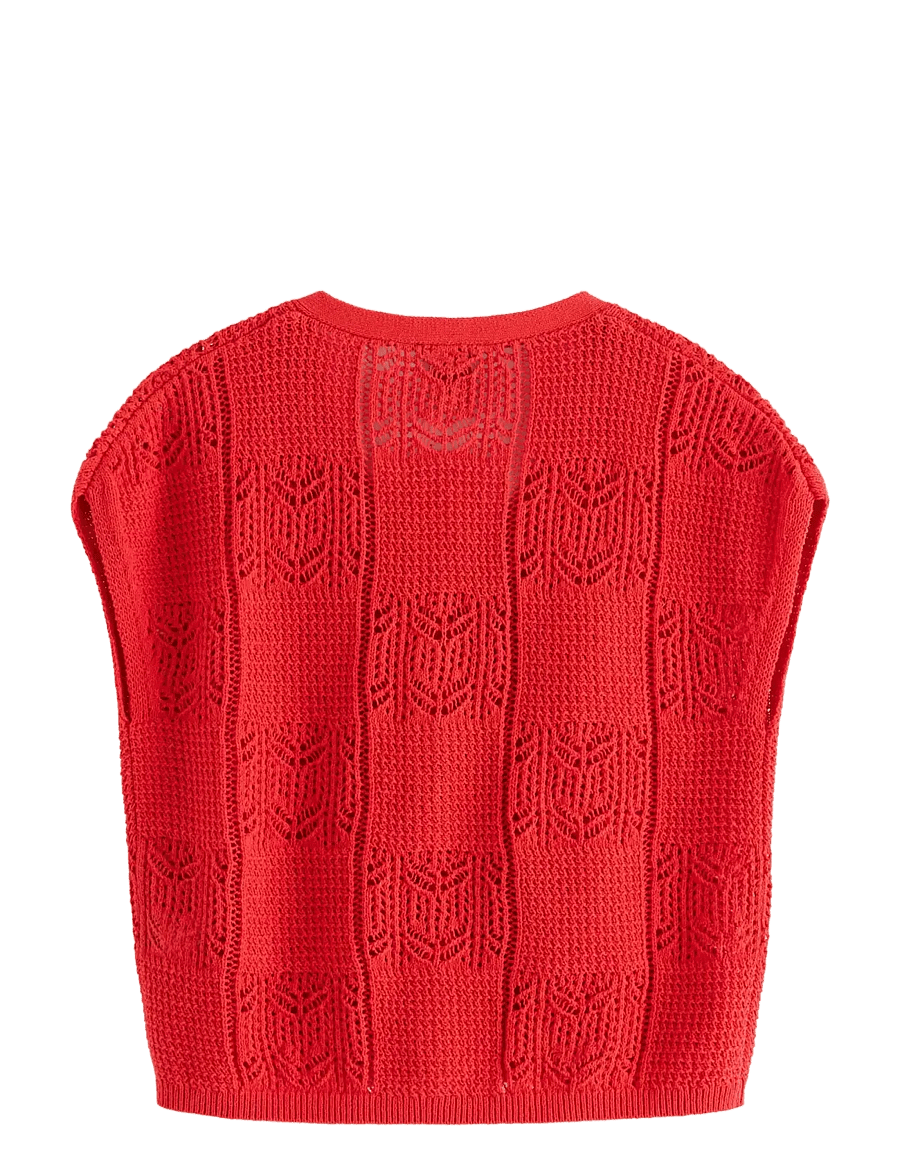 Lindex - Sleeveless cardigan - strikveste - red - 2