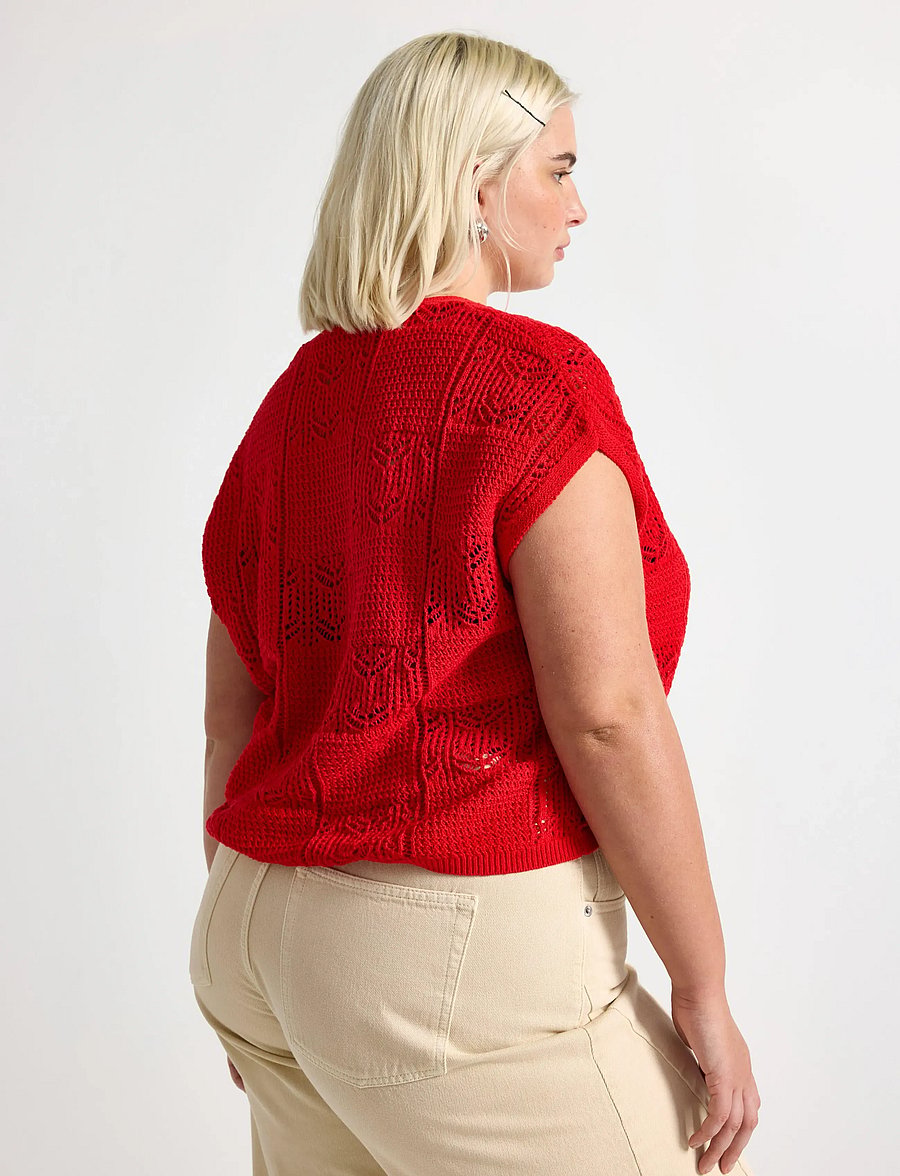 Lindex - Sleeveless cardigan - strikveste - red - 3