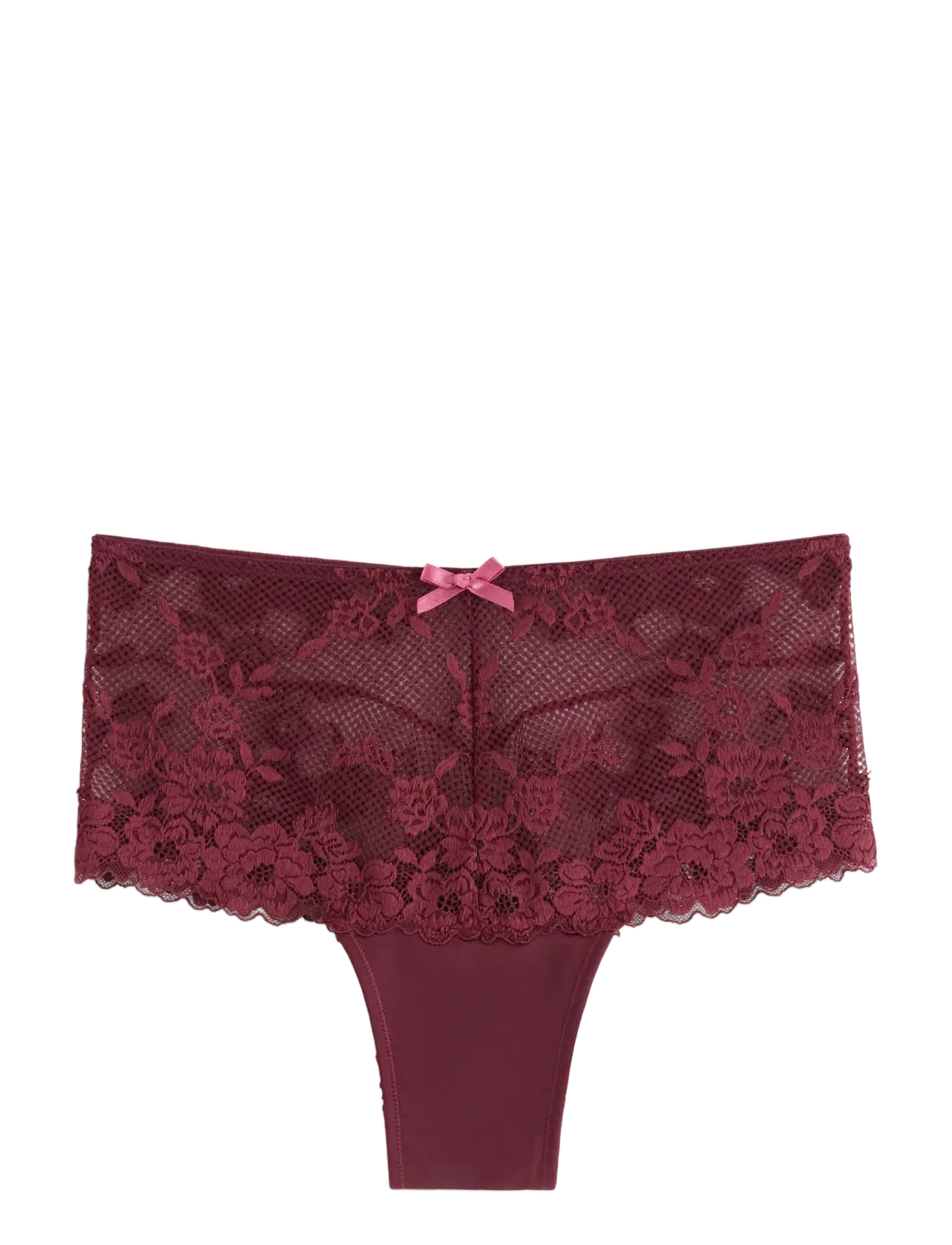 Lindex - Brazilian briefs in lace with high waist - dark dusty red - 1