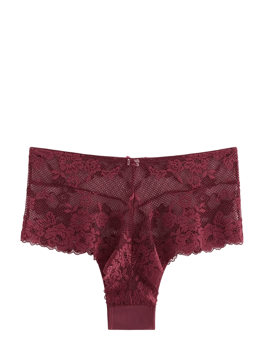 Lindex - Brazilian briefs in lace with high waist - brazilian trusser - dark dusty red - 2