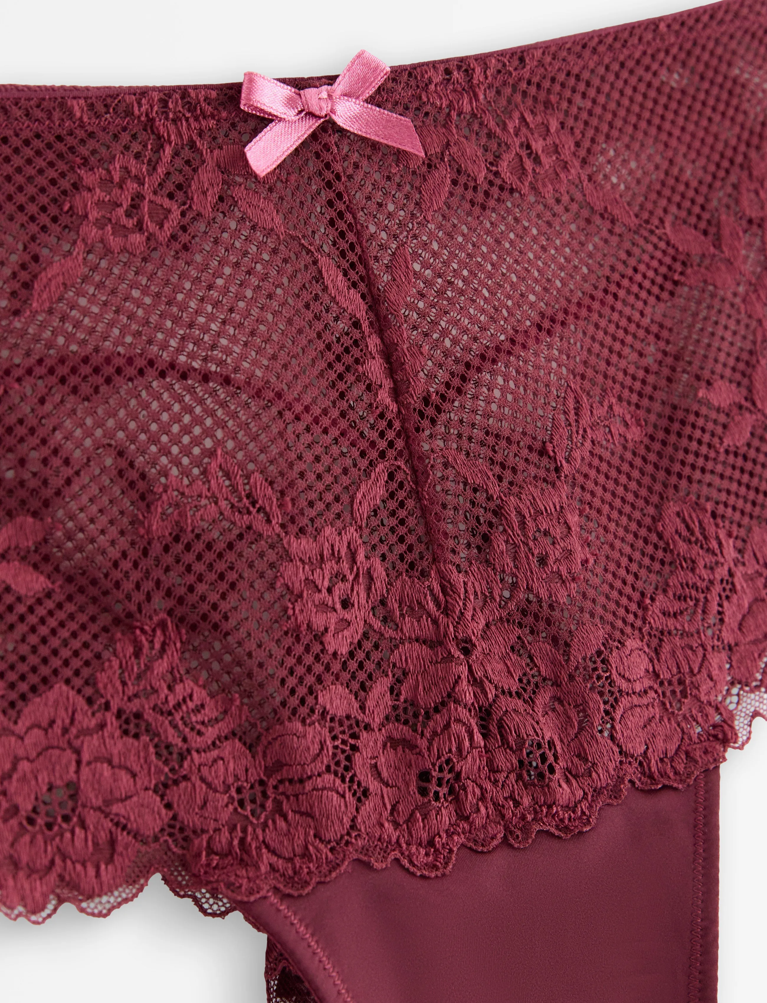 Lindex - Brazilian briefs in lace with high waist - dark dusty red - 5