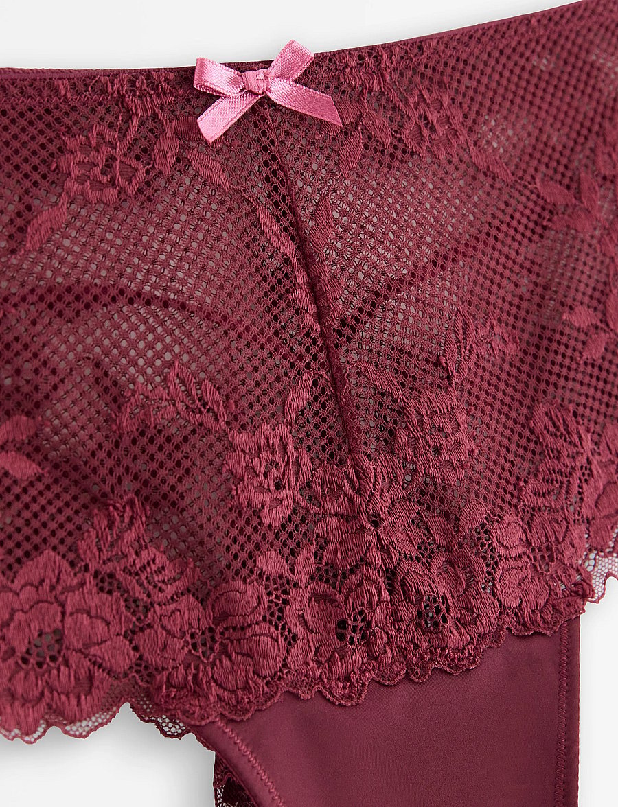 Lindex - Brazilian briefs in lace with high waist - brazilian trusser - dark dusty red - 5