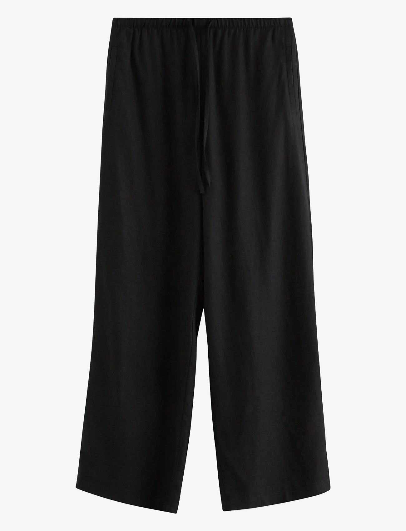 Lindex - Wide trousers in linen blend - bukser med brede ben - black - 1