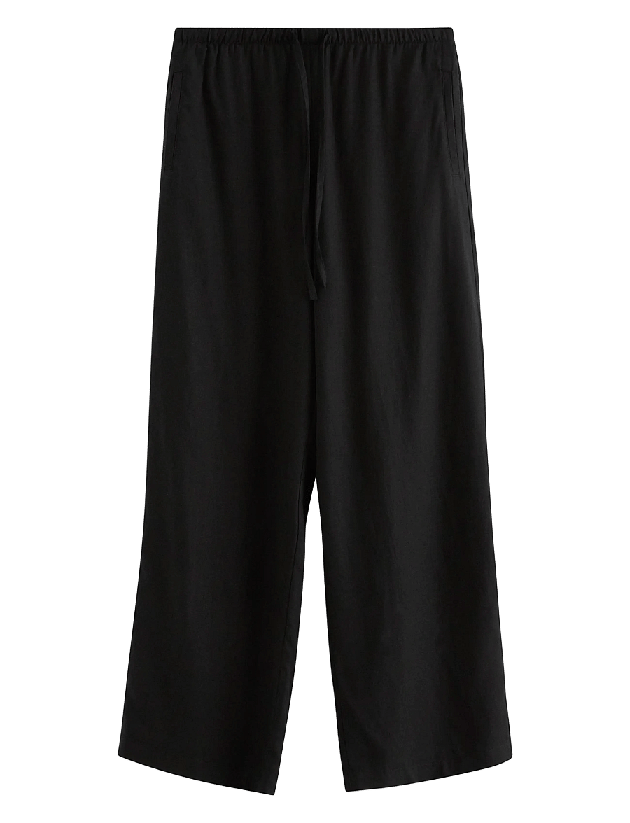 Lindex - Wide trousers in linen blend - hosen mit weitem bein - black - 1
