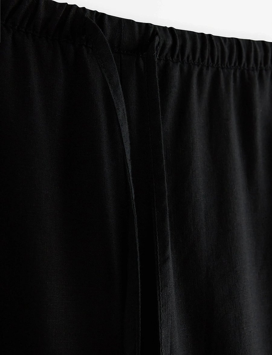 Lindex - Wide trousers in linen blend - hosen mit weitem bein - black - 4