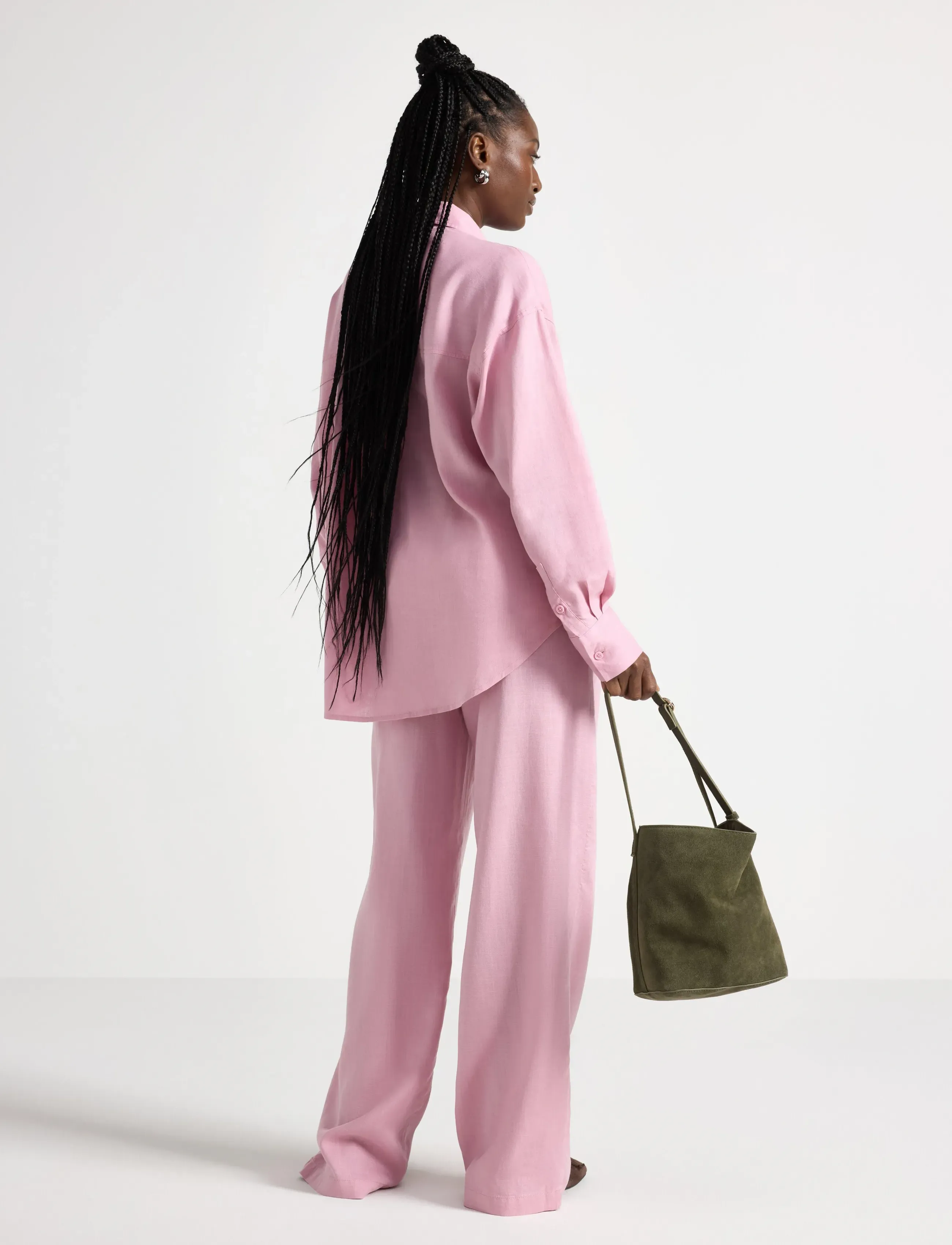 Lindex - Wide trousers in linen blend - wide leg trousers - light dusty pink - 3
