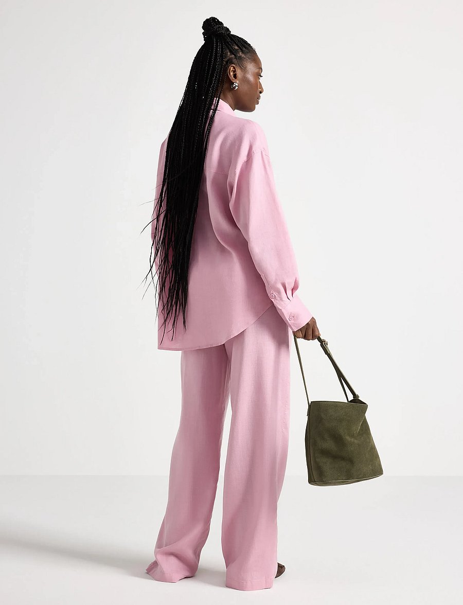 Lindex - Wide trousers in linen blend - bukser med brede ben - light dusty pink - 3