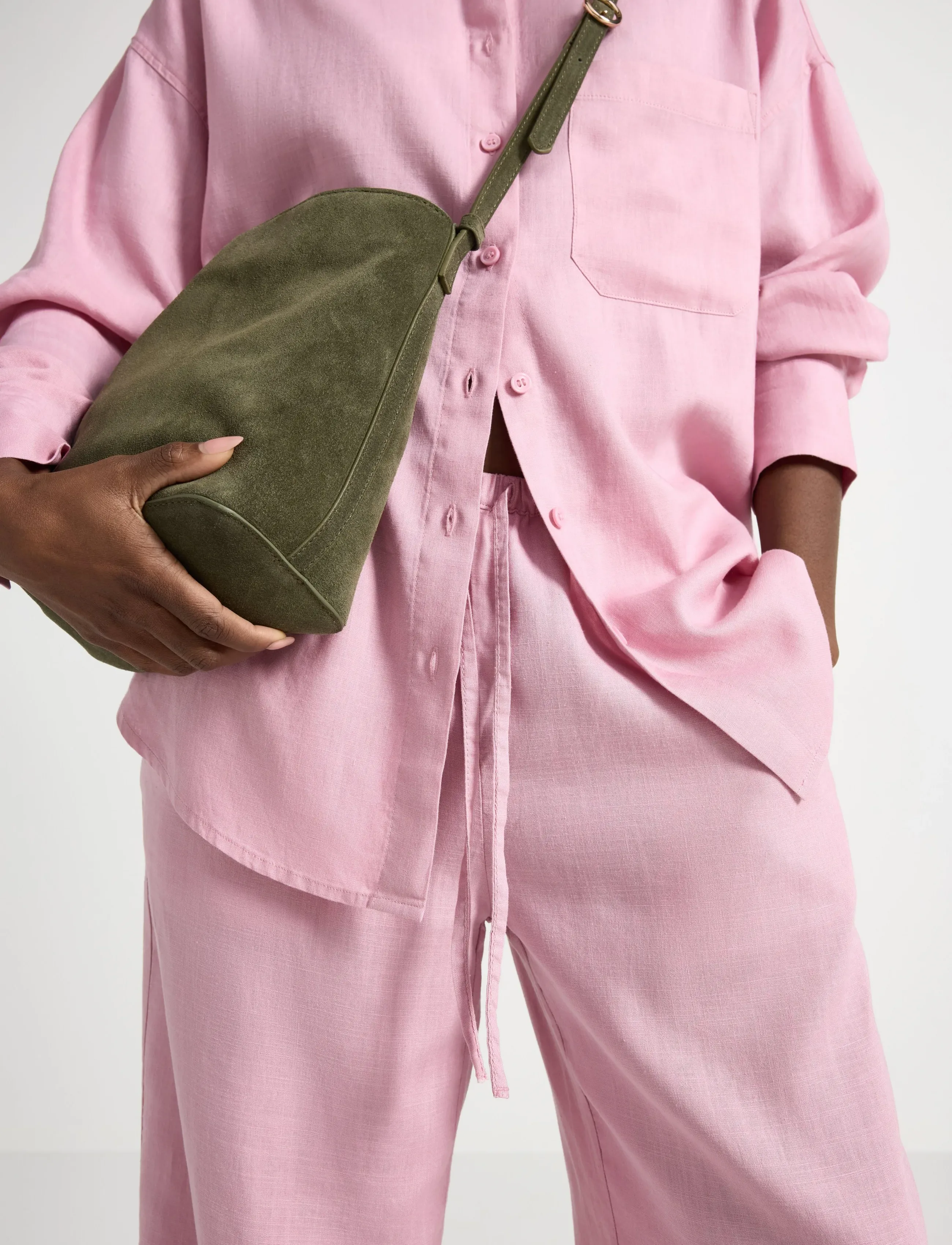 Lindex - Wide trousers in linen blend - wide leg trousers - light dusty pink - 4