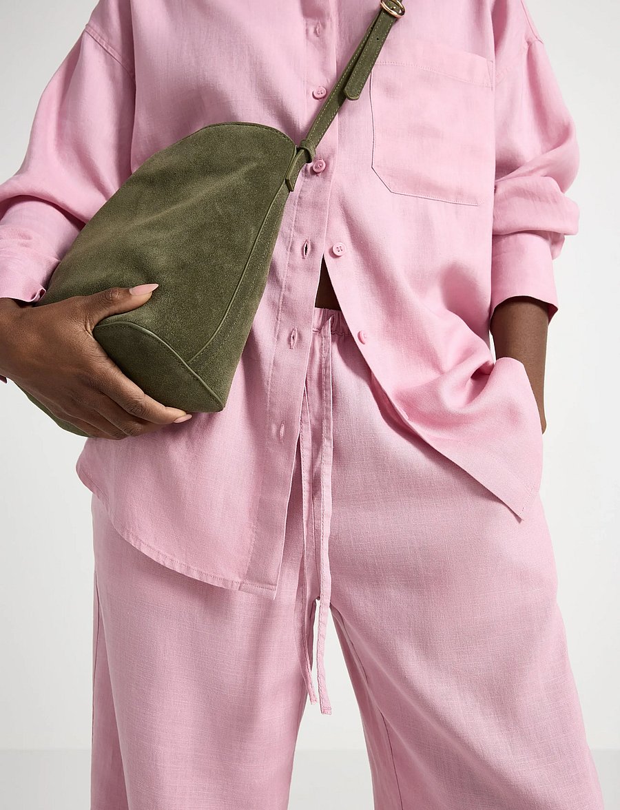 Lindex - Wide trousers in linen blend - bukser med brede ben - light dusty pink - 4