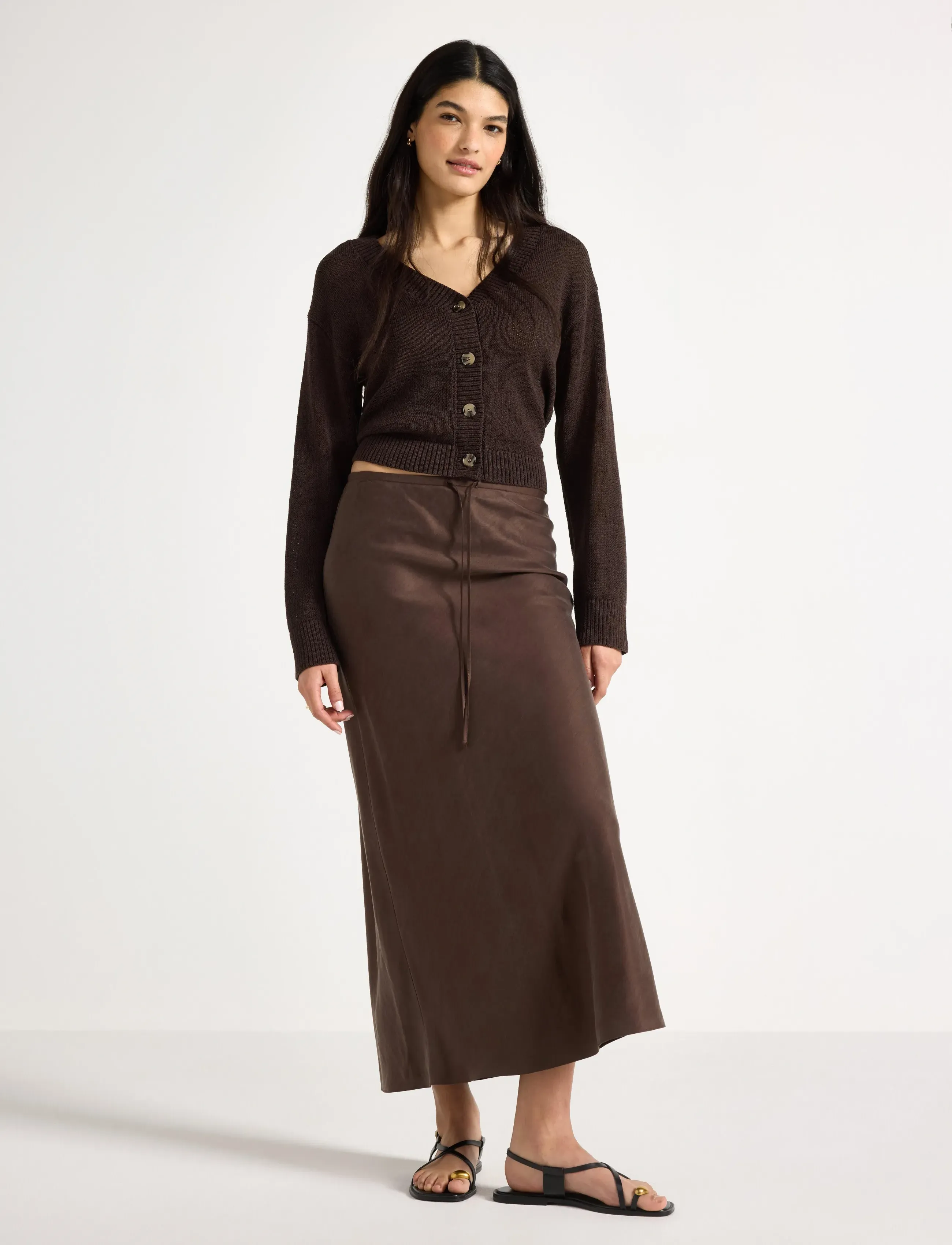 Lindex Maxi Skirt, Kvinder, Maxi Nederdel, Brun, Str: XS